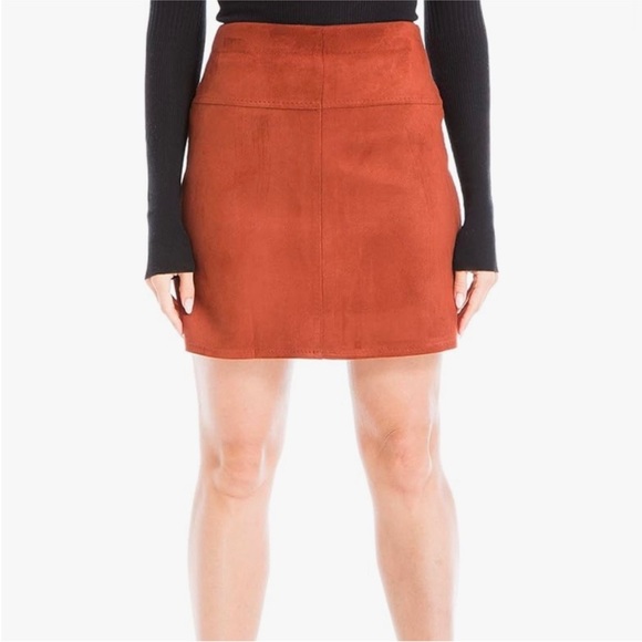 🍁 Fall rust faux suede pencil mini skirt Sz M 🍁 - Picture 1 of 7